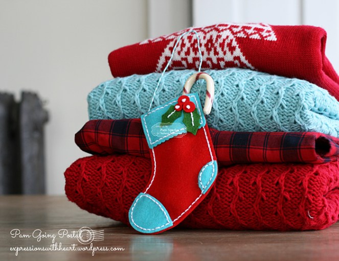 Pam Sparks Plush Stocking Red Turquoise