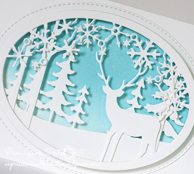 Pam Sparks Snowflake Deer Oval Scene Close