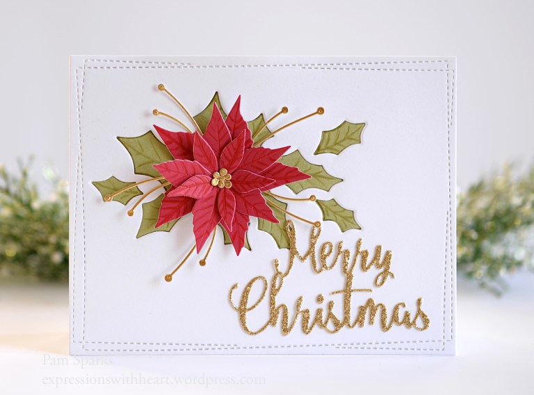 Memory Box Poinsettia Blooms and Holly Collage Christmas card….