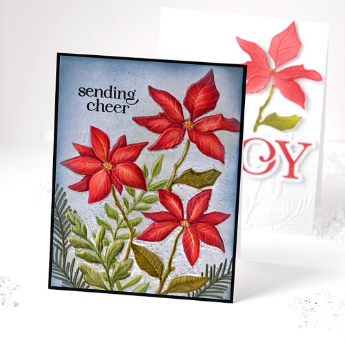 Two Cards with Memory Box Perfect Poinsettias 3D Embossing Folder and ...