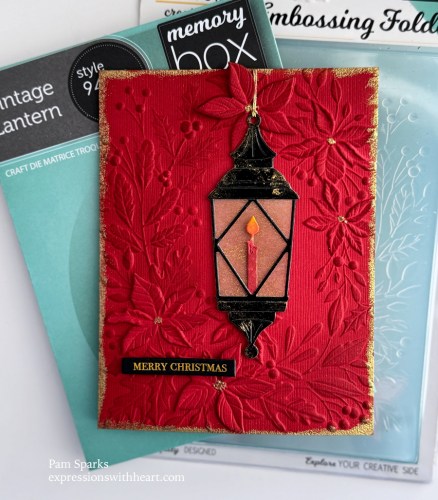 Memory Box Poinsettia Corner 3D and Vintage Lantern Card…